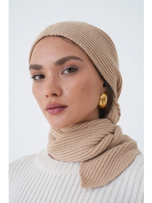 Mg Otantik Kadın Kapüşonlu Atkı Yumuşak Dokulu Örgü Şal