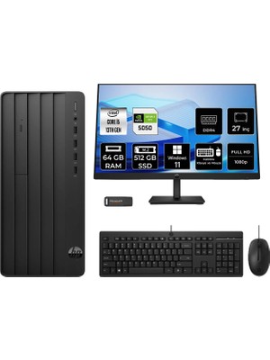 Hp Pro Tower 290 G9 Intel Core I5 13400 64GB 512GB SSD RTX5050/8GB 27" Fhd Monitör W11H Masaüstü Bilgisayar & Per4 USB Bellek B6JD6ESPN1001