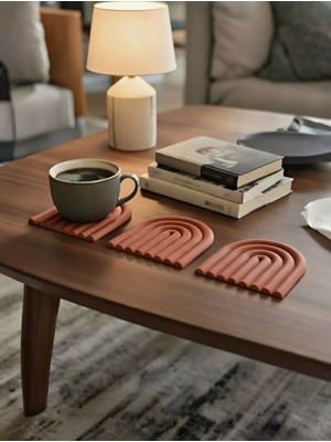Venora Concept Modern Tasarımlı Kahverengi Bardak Altlığı Seti (3'lü) | 3D Baskı