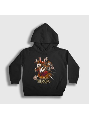 Presmono Unisex Çocuk Siyah Poster Hollow Knight Silksong Kapüşonlu Sweatshirt