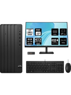HP Pro Tower 290 G9 i5 12500 16GB RAM 512GB SSD 27" FHD FreeDOS B70VDATPN781 Masaüstü Bilgisayar + Per4 USB