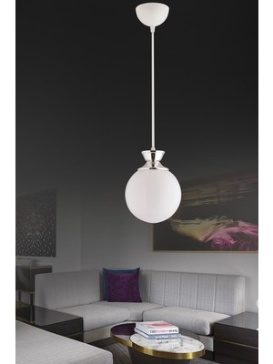 Allians Dilara Tekli Beyaz Krom Detaylı Glop Camlı Aydınlatma