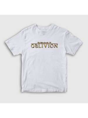 Presmono Unisex Çocuk Beyaz Logo The Elder Scrolls Iv Oblivion T-Shirt