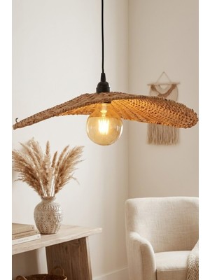 Ocean Point Bohem Rattan Avize, El Örmesi Dekoratif Tavan Aydınlatması, Sarkıt, E27 Duy, 45 cm