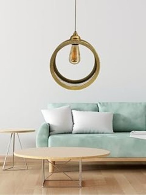 Allians Altın Renkli Endüstriyel Metal Hasır Tel Dairesel Sarkıt Aydınlatma