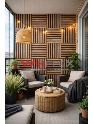 Winflex Minieko Keçeli Akustik Ahşap Panel Teak Renk -30X30CM