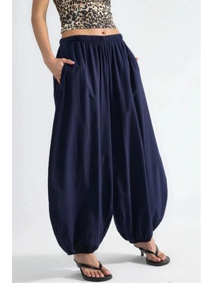 Hiccup Kadın Busem Cepli Lastik Bel Balon Pantolon Lacivert