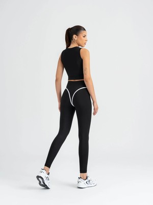 Lismina Code Shape Siyah , Beyaz Biyeli Spor Tayt