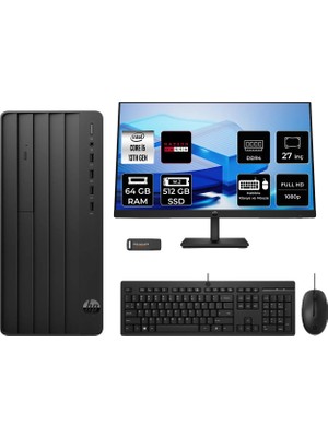HP Pro Tower 290 G9 i5 13400 64GB RAM 512GB SSD 27" FHD FreeDOS B6JD6ESPN841 Masaüstü Bilgisayar + Per4 USB