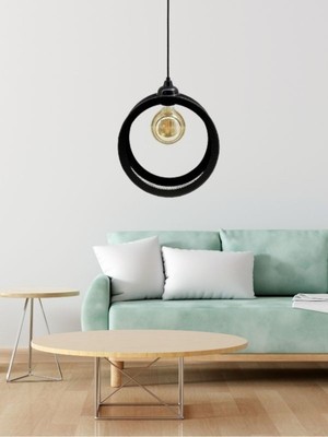 Allians Siyah Endüstriyel Metal Hasır Tel Dairesel Sarkıt Avize Aydınlatma