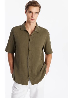 Lc Waikiki Yeni Sezon Regular Fit Kısa Kollu Armürlü Erkek Dokulu Gömlek