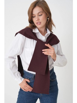 Mg Otantik Kadın Triko Omuz Şalı Yumuşak Akrilik Rahat Şal Atkı - MG007