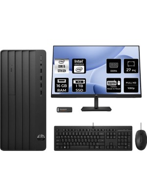 Hp Pro Tower 290 G9 Intel Core I5 13500 16GB 1tb SSD 27" Fhd Monitör Fdos Masaüstü Bilgisayar & Per4 USB Bellek B70VKATPN782