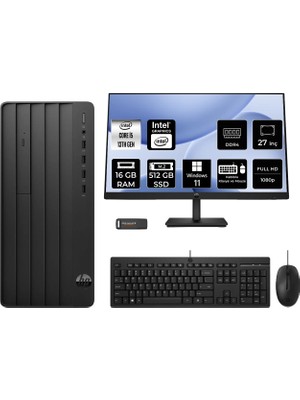 HP Pro Tower 290 G9 i5 13500 16GB RAM 512GB SSD 27" FHD Win11 Pro B70VKATPN813 Masaüstü Bilgisayar + Per4 USB