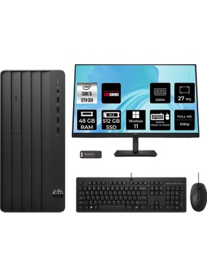 HP Pro Tower 290 G9 i5 12500 48GB RAM 512GB SSD 27" FHD Win11 Pro B70VDATPN869 Masaüstü Bilgisayar + Per4 USB