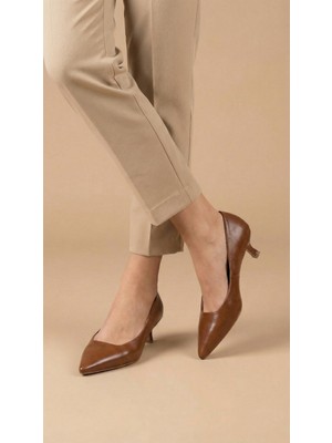 Emienza Start Rustik Vegan Deri Sivri Burun Topuklu Ayakkabı