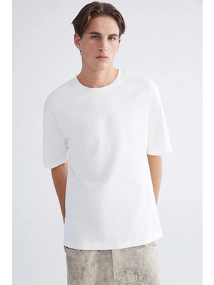 Tena Erkek Ekru Bisiklet Yaka Modal Basic Tişört