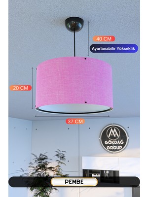 Allians Pembe Kumaş Başlıklı Sarkıt Avize 37 Cm, Şık ve Modern Aydınlatma