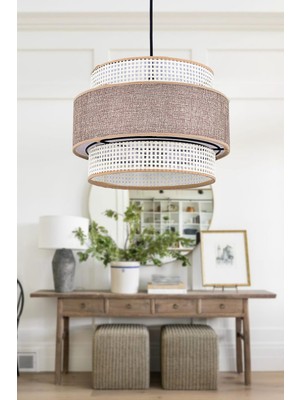 Allians Doğal Hazeran Rattan 3 Katlı Çok Amaçlı Asma Avize