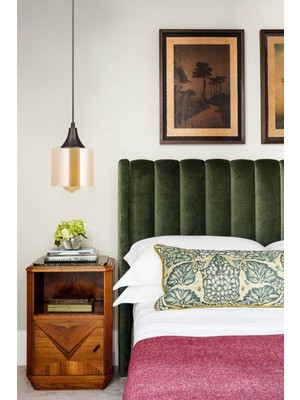 Allians Şık Siyah Mat Bal Yatak Başlık ve Avize Seti