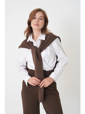 Mg Otantik Kadın Triko Omuz Şalı Yumuşak Akrilik Rahat Şal Atkı - MG007