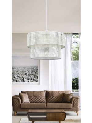 Allians Rattan 2 Katlı Pasta Sarkıt Avize, Çocuk, Yatak, Salon, Mutfak, Hol Için