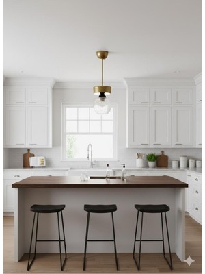 Allians Şeffaf Camlı Gold Kromlu Modern Dekoratif Tavan Avizesi