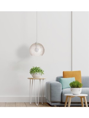 Allians Modern Şeffaf Cam Sarkıt Avize, Şık ve Zarif Tasarım 21X21X20CM