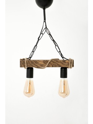 Allians Doğal Ahşap Kütükli Üçlü Avize, Sıcak Atmosfer Için Şık Tasarım