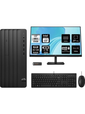 HP Pro Tower 290 G9 i5 12500 32GB RAM 2TB SSD 27" FHD FreeDOS B70VDATPN787 Masaüstü Bilgisayar + Per4 USB