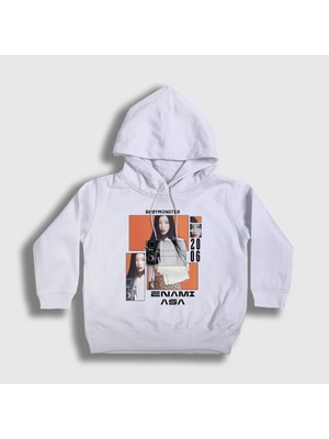 Presmono Unisex Çocuk Beyaz Poster Asa Babymonster Baby Monster Kapüşonlu Sweatshirt