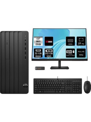 Hp Pro Tower 290 G9 Intel Core I5 12500 32GB 512GB SSD RX550/4GB 27" Fhd Monitör Fdos Masaüstü Bilgisayar & Per4 USB Bellek B70VDATPN833