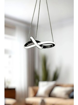 Allians Modern Siyah Kasa Beyaz LED Işıklı Salon, Antre ve Mutfak Için Avize