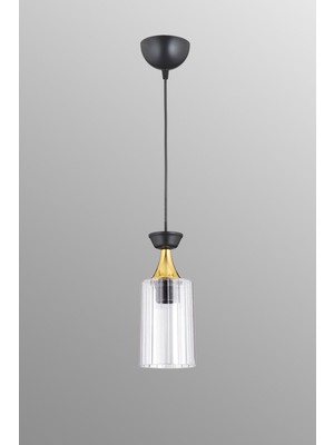 Allians Şeffaf Camlı Siyah Mika Modern Sarkıt Avize, Lüks ve Şık Dekorasyon