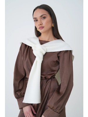 Mg Otantik Kadın Kare Parçalı Atkı Omuz Şalı Yumuşak Akrilik - MG007