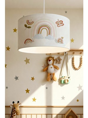 Allians Renkli Hayvanlar ve Gökkuşağı Desenli Çocuk Odası Avizesi