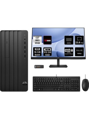 Hp Pro Tower 290 G9 Intel Core I5 13500 16GB 512GB SSD RX550/4GB 23.8" Fhd Monitör Fdos Masaüstü Bilgisayar & Per4 USB Bellek B70VKATPN589