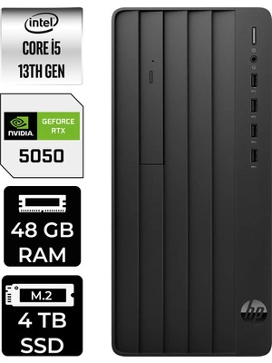HP Pro Tower 290 G9 i5 13400 RTX 5050 8GB 48GB RAM 4TB SSD Win11 Pro B6JD6ESPN536 Masaüstü Bilgisayar + Per4 USB