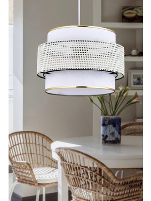 Allians Doğal Hazeran Rattan 3 Katlı Sarkıt Avize, Şık ve Modern Dekorasyon