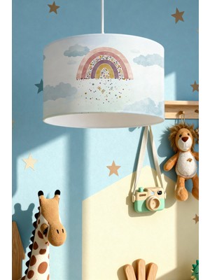 Allians Renkli Çocuk Odası Avizesi, Bulutlar ve Gökkuşağı Deseni ile Neşe