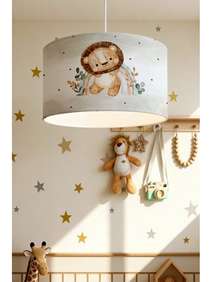 Allians Renkli Gökkuşağı ve Minik Aslan Tasarımlı Çocuk Odası Avizesi