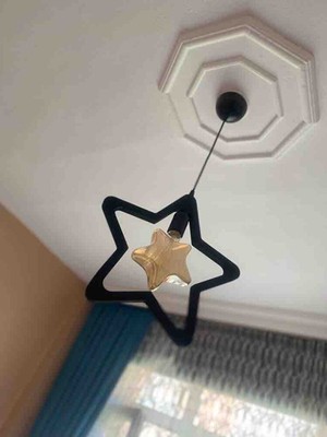 Allians Rustik Ahşap Yıldız Sarkıt Avize, Modern Dekoratif Lamba, Çocuk Odası Işığı