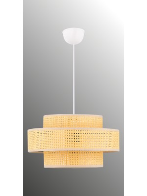 Allians Doğal Hazeran Rattan 3 Katlı Pasta Sarkıt Avize, Şık ve Zarif Tasarım