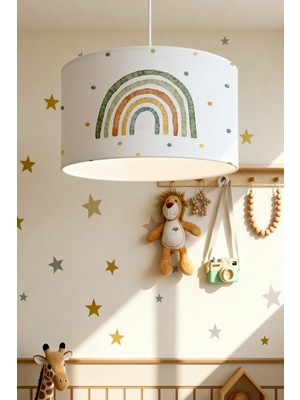 Allians Çocuk Odası Yeşil Gökkuşağı Desenli Avize, Renkli ve Şık Aydınlatma