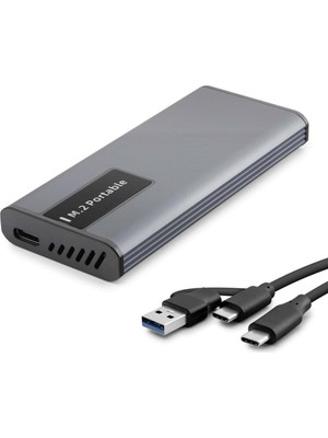 Nemere SSD Kutu Type-C 3.1 - Usb3.0 Ngff Alimünyum + Plastik M2 Chıp RTL9201R Rgb Gri HDX1781