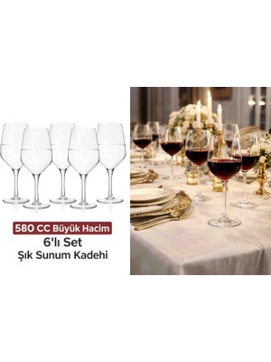 Paşabahçe Napa 6 Adet Büyük Şarap Kadehi 580 cc Premium Cam Kadeh Seti