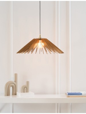 Allians Modern Doğal Ahşap Mdf 3D Lazer Kesim Rustik Salon Avize