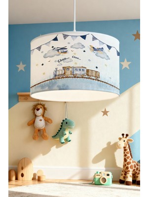 Allians Mavi Bulutlar ve Helikopter Desenli Çocuk Odası Avizesi