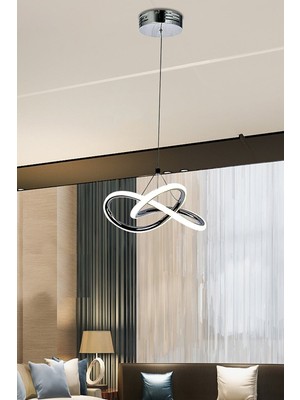 Allians Şık Krom 3 Renk LED Çift Daire Avizeyla Dekorasyonunuza Zarafet Katın