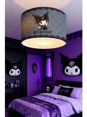 Allians Gri Desenli Çocuk Odası Avize, Sevimli Kuromi Deseni, Şık ve Aydınlatıcı